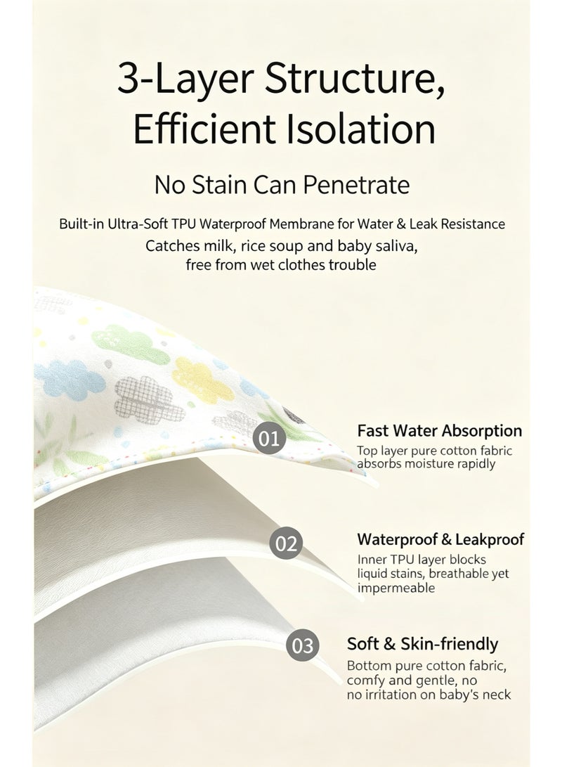 4 Pcs Newborn Pure Cotton 360-Degree Rotating Waterproof Baby Bibs - Petal Design Anti-Vomiting Milk Aprons - Image 4