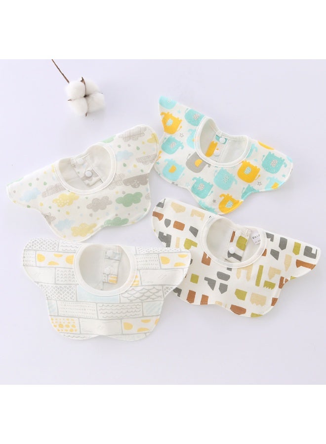 4 Pcs Newborn Pure Cotton 360-Degree Rotating Waterproof Baby Bibs - Petal Design Anti-Vomiting Milk Aprons - Image 1