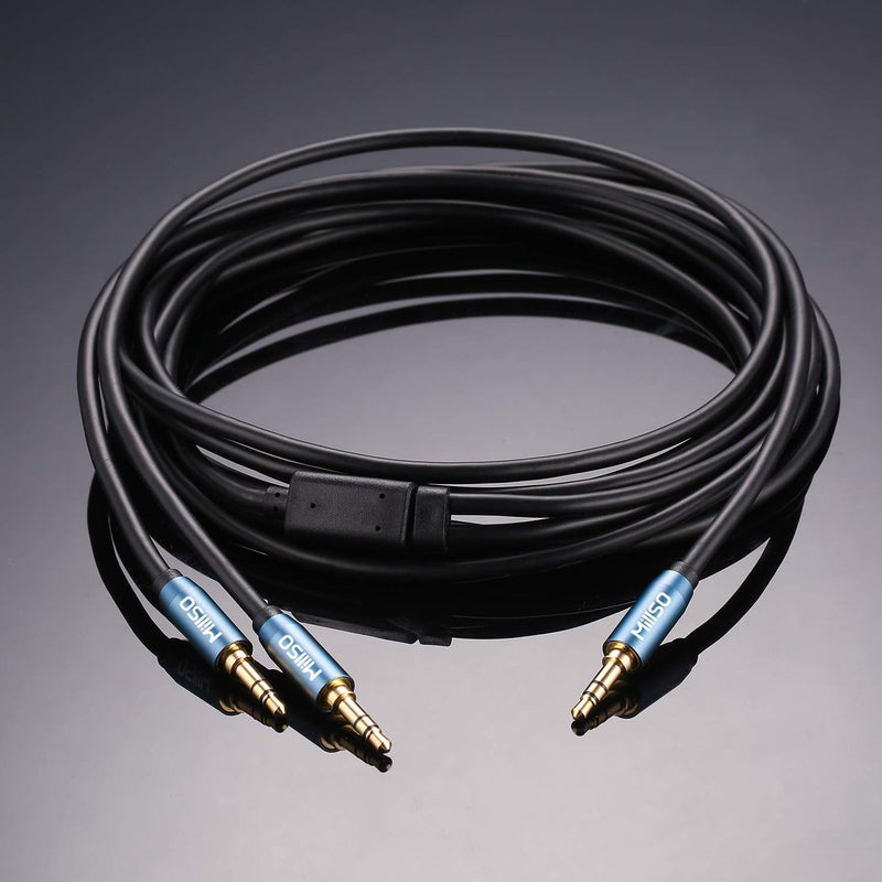 MillSO Audio Splitter, SapphireBlue&Gold-Plated 8 Feet 3.5mm Male to 2 Male Audio Splitter, TRS Stereo Jack Headphones Adapter Cable for Smartphone, Computer, Mp3, Earphone, Speakers - Image 2