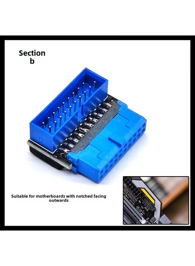 Desktop Board USB3.2 GEN1 19Pin/20Pin Socket 90 Degree Steering Elbow Line DIY Artifact-Color:Bend Down-type B - Image 1
