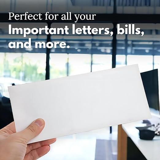 sudyut 9X4 Inch (Pack Of 100pc) White Paper Envelope Ideal For Home Office Business Corporate | For Secure Mailing Cheques Documents Letters | 100 Gsm | - Image 3