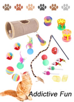 Kidle 22 Pcs Pet Cat Toy Set Cat Channel Fun Stick Plush Mouse Combination Toy Indoor Interactive Toys Kitten Toys Cat Toys Kitten Toys Cats Interactive Toys Set for Indoor Cats  - Image 4