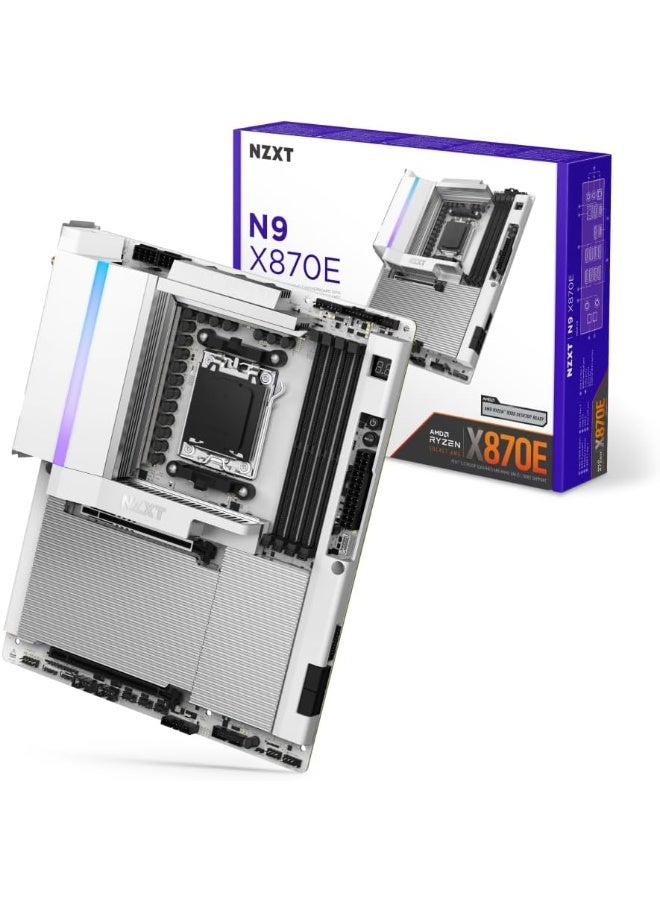 NZXT N9 X870E AMD X870E AM5 ATX Gaming Motherboard for Ryzen 9000/8000/7000, DDR5, PCIe 5.0, Wi-Fi 7, 5GbE, USB4, 4x M.2, 20+2+1 VRM, White PCB - Image 5