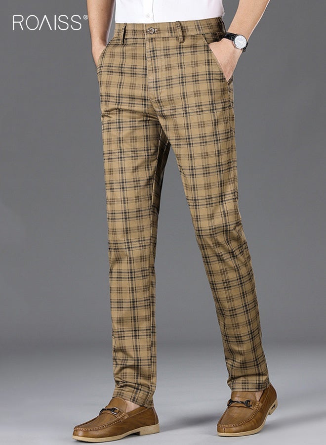 رويس بنطلون رجالي رسمي مناسب لجميع المواسم، بتصميم كلاسيكي بساق مستقيمة مع راحة مطاطية، بنطلون بقصّة عادية لملابس العمل الرسمية وغير الرسمية، ملابس مكتب متعددة الاستخدامات مع تصميم عصري - Image 3