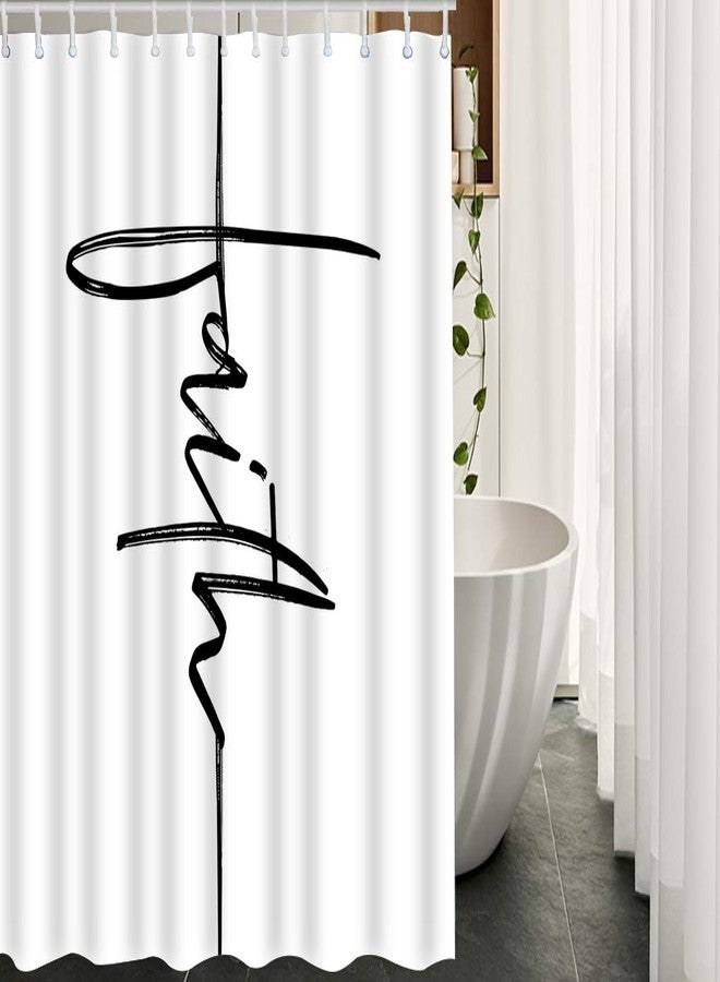 Moslion Faith Shower Curtain Bible Christian Quote Inspirational Hand Written Calligraphy Lettering Funny Shower Curtain for Bathroom Decoration Polyester 72Wx72H Inch - Image 2