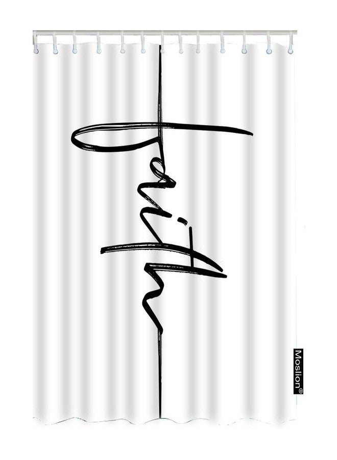 Moslion Faith Shower Curtain Bible Christian Quote Inspirational Hand Written Calligraphy Lettering Funny Shower Curtain for Bathroom Decoration Polyester 72Wx72H Inch - Image 1