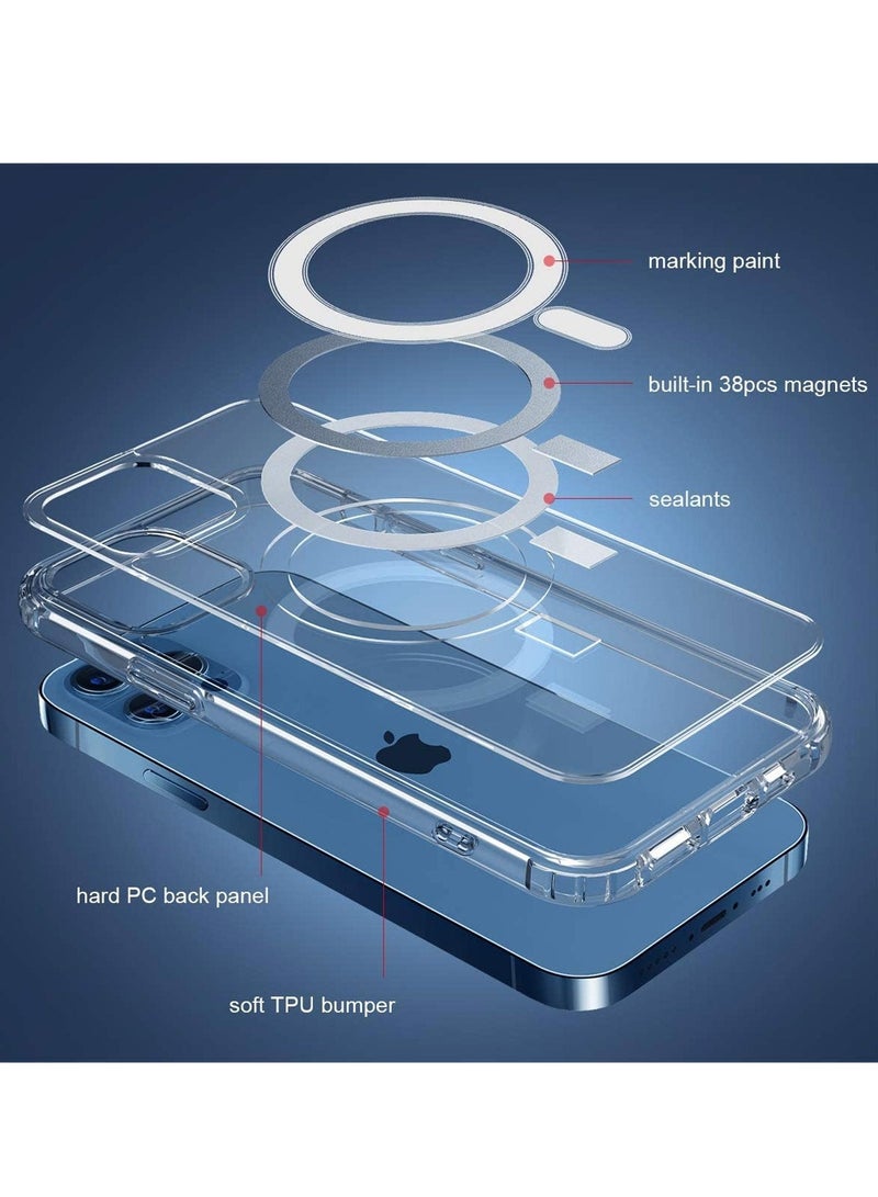 BORTONY iPhone 13 Pro Magsafe Case Support Wireless Charging Transparent Cover Hard Acrylic Back Soft Edges Shockproof Protective Cover For Apple iPhone 13 Pro 6.1 inch - Image 3