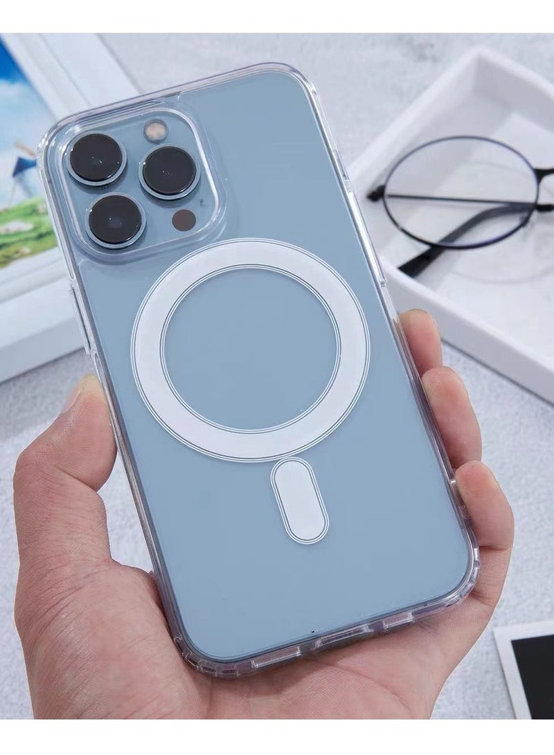 BORTONY iPhone 13 Pro Magsafe Case Support Wireless Charging Transparent Cover Hard Acrylic Back Soft Edges Shockproof Protective Cover For Apple iPhone 13 Pro 6.1 inch - Image 2