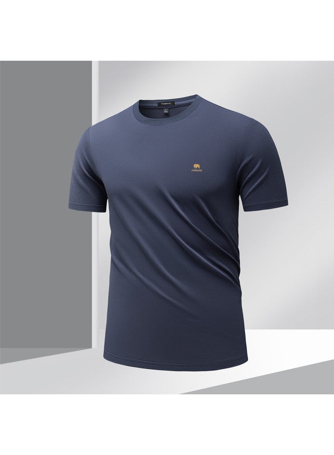 Fomoce summer Solid Color Trendy Men's Breathable Short-sleeve T-shirt - Image 3