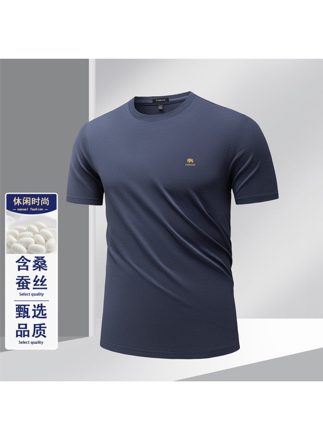 Fomoce summer Solid Color Trendy Men's Breathable Short-sleeve T-shirt - Image 2