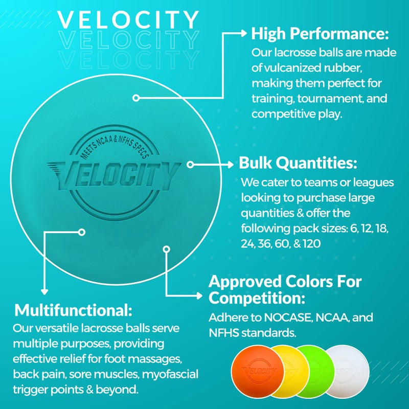 Velocity كرات لاكروس للتدريب من فيلوسيتي - 1، 2، 3، 6، 12، 18، 24، 36، 60 و 120 عبوة - الحجم والوزن الرسمي - لون أزرق مائل إلى الأخضر - Image 3
