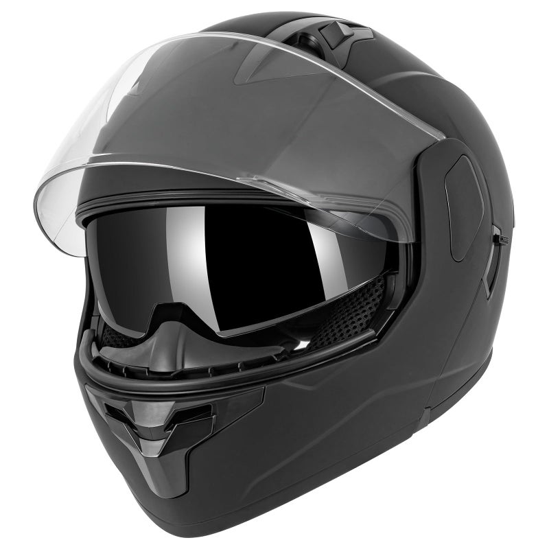 SPARK Adult Modular Motorcycle Helmet Dot Certified Flip-Up Dual Visor Full Face Helmets for Men & Women Moto ATV UTV Snowmobile ADV Four Wheeler Street Bike (Black, Large) - Image 3