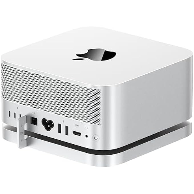 rayihni MAC STUDIO DOCK, BEELINK MATE STUDIO 80GBPS HUB, DUAL PCIEX2 SSD SLOTS, MAX 16TB EXPANSION, 80GBPS USB-C PORT, PD3.0 PORT, ALLUMIUM SHELL - FROST SILVER - Image 1