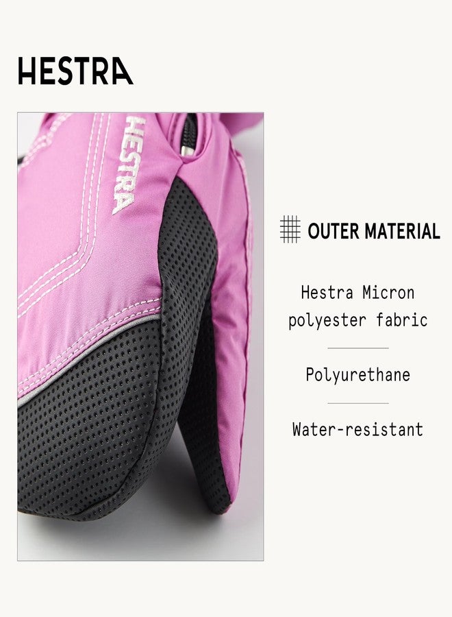 Hestra Mittens for Baby: Kids Zip Long Mitten with Primaloft Insulation, Cerise, 4 - Image 3