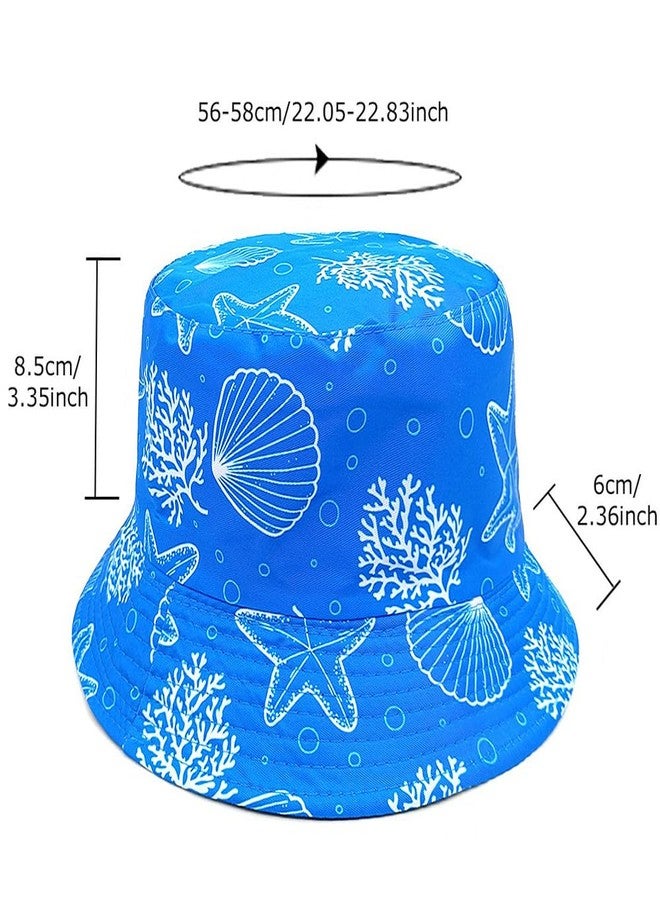 Ptduabenlu Bucket Hat for Women Men Beach Sun Hat Fishing Hat Double Side Wear Reversible Fisherman Hat Blue - Image 5