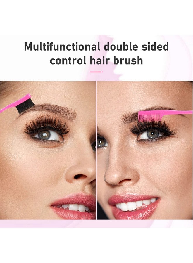 Remerry 12 Pieces Hair Brush Set Nylon Teasing Hair Brushes 3 Row Salon Teasing Brush Double Sided Hair Edge Brush Smooth Comb Grooming Rat Tail Combs With Duckbill Clips For Women Girls (Black Pink) - Image 4