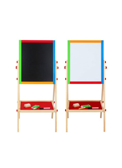 Kids Magnetic Drawing Board And Easel - Double Sided Solid Wood Blackboard