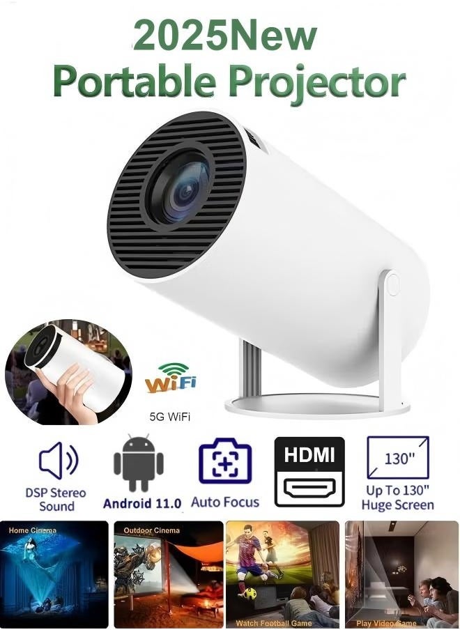 Arabest Mini Portable Projector 5G Wifi 6 BT 5.0 Android 11, Projector 4K 1080P Full HD Support 8000 Lumens, Horizontal Keystone Correction Auto Led Projector, 180°Rotating Projector for Telephone  - Image 1