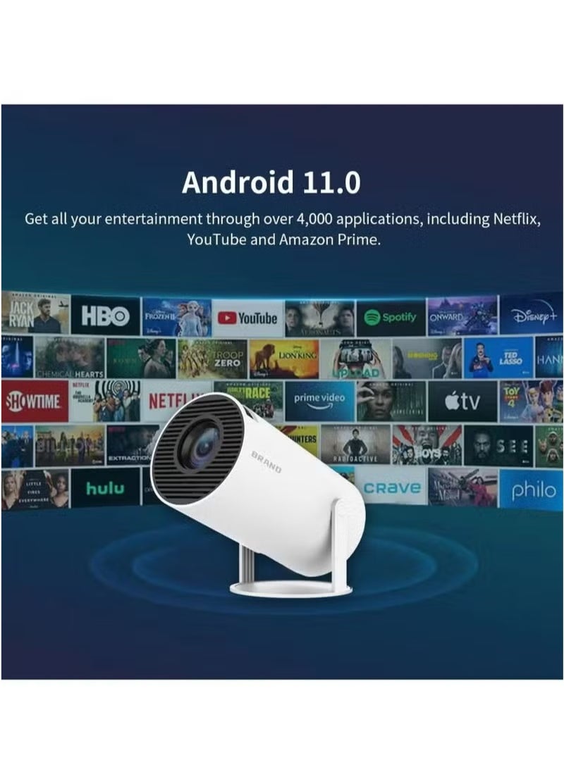 Mini Portable Projector 5G Wifi 6 BT 5.0 Android 11, Projector 4K 1080P Full HD Support 8000 Lumens, Horizontal Keystone Correction Auto Led Projector, 180°Rotating Projector for Telephone