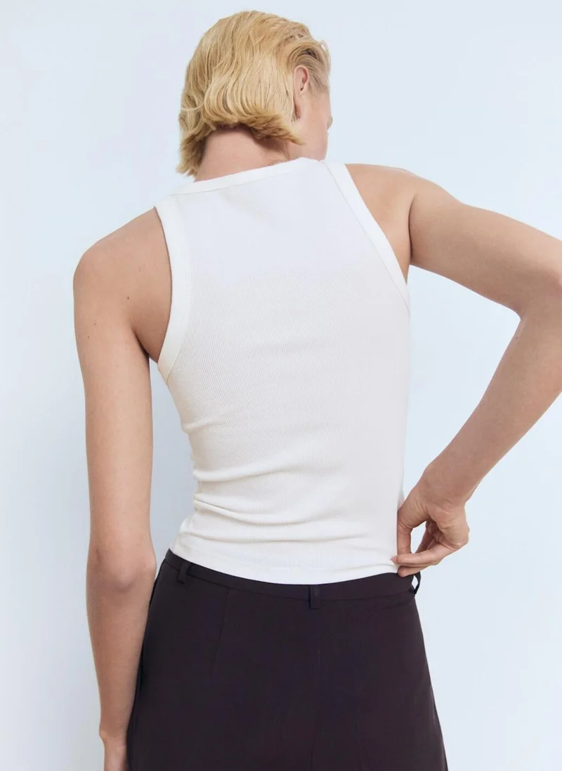 مانجو Ribbed Cotton-Blend Top