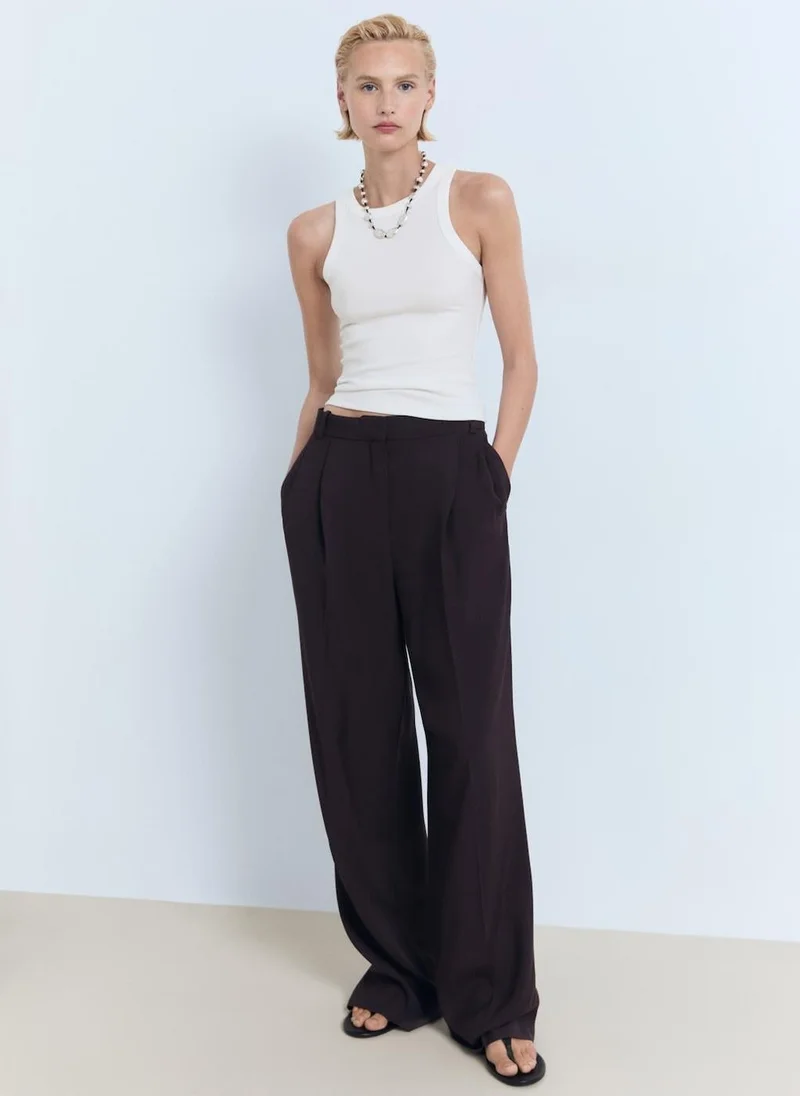 MANGO Ribbed Cotton-Blend Top