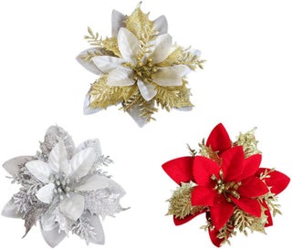 Forty Wings Pack of 3 Big Red Golden Silver Poinsettia Christmas Flowers Christmas Tree OrnamentDecorative Artificial Flowers for Christmas Tree Decorations Xmas Tree Wreaths - pzsku/ZBEFEAA16EE3258A92331Z/45/1746617684/f71dd498-ddc7-4fa2-ba9c-996b01fc45d6