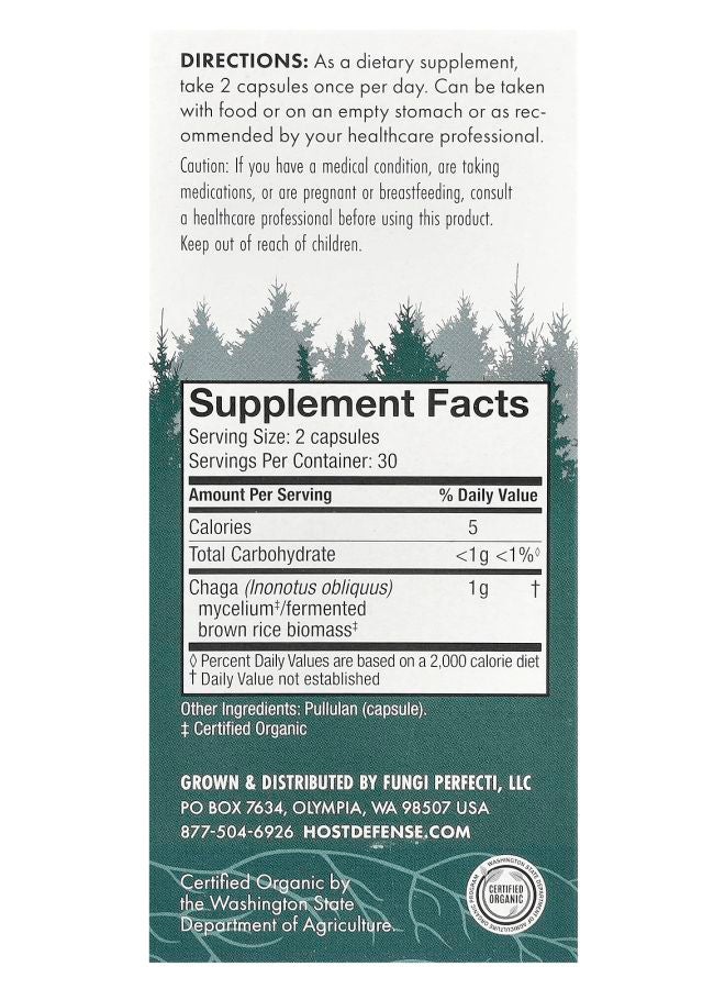 Host Defense Mushrooms™ Chaga 60 Capsules (0.5 g per Capsule) - Image 2