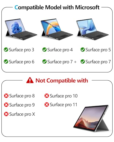 ORDA Surface Pro Keyboard for Pro 7+/7/6/5/4/3 Type Cover Surface Pro 12.3 inch Keyboard Wireless Bluetooth,Ultra-Slim,Multi-Gestures Trackpad,7-Color Backlit - Image 2