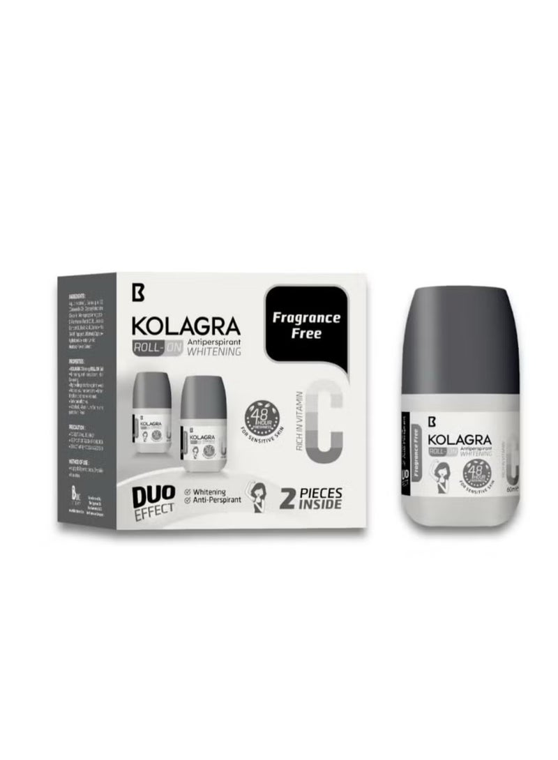 KOLAGRA Whitening Roll on 2*1 Promo Pack 1+1 Fragrance Free - Image 1