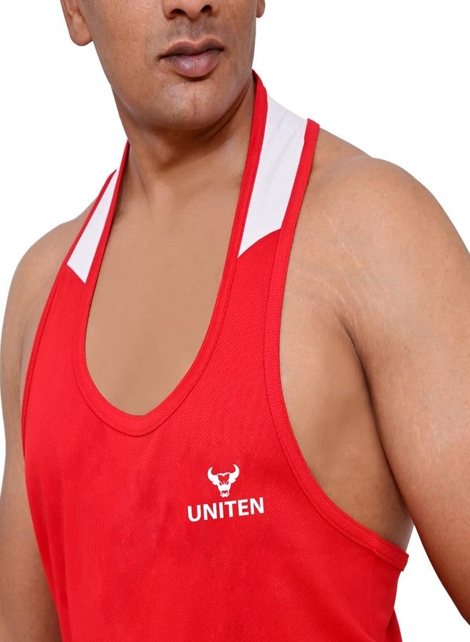 UNITEN Men Boxing Set |Tank Top and Shorts | Boxing Clothes | Boxing Vest & Shorts Set (Red, L) - Image 5