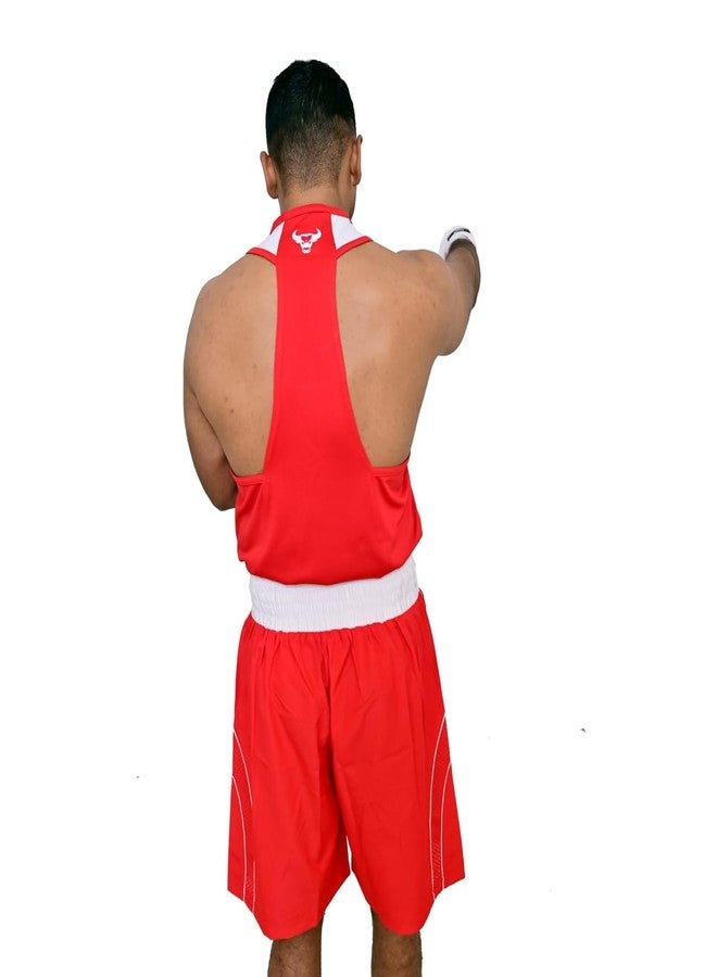 UNITEN Men Boxing Set |Tank Top and Shorts | Boxing Clothes | Boxing Vest & Shorts Set (Red, L) - Image 2