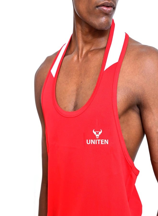 UNITEN Men Boxing Set |Tank Top and Shorts | Boxing Clothes | Boxing Vest & Shorts Set (Red, L) - Image 3