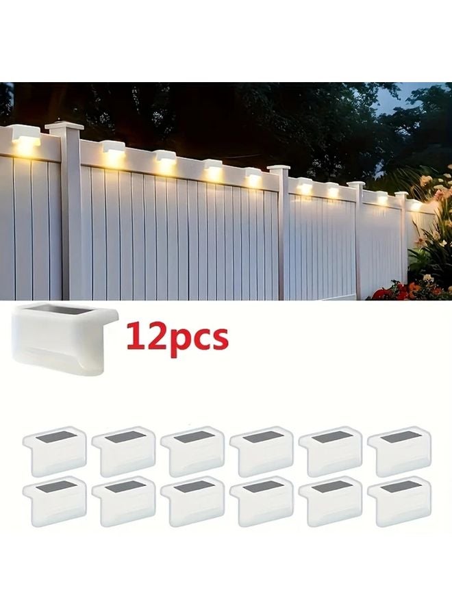 12 Pieces Solar Outdoor Lights Set White Shell Warm Light For Garden Courtyard - Image 1