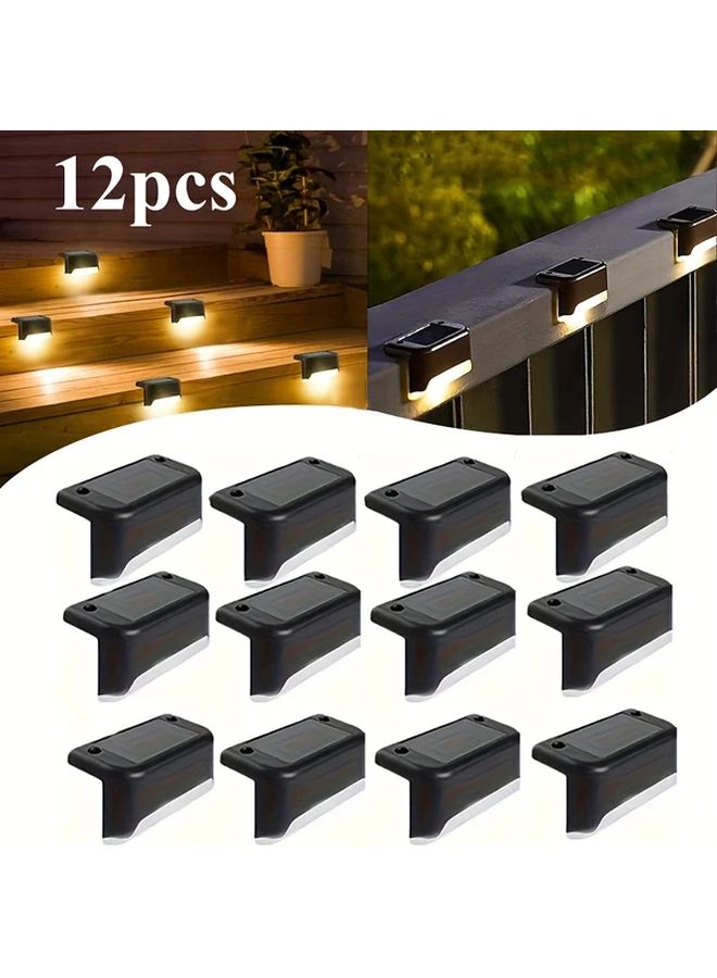 12 Pieces Solar Outdoor Lights Set White Shell Warm Light For Garden Courtyard - Image 2