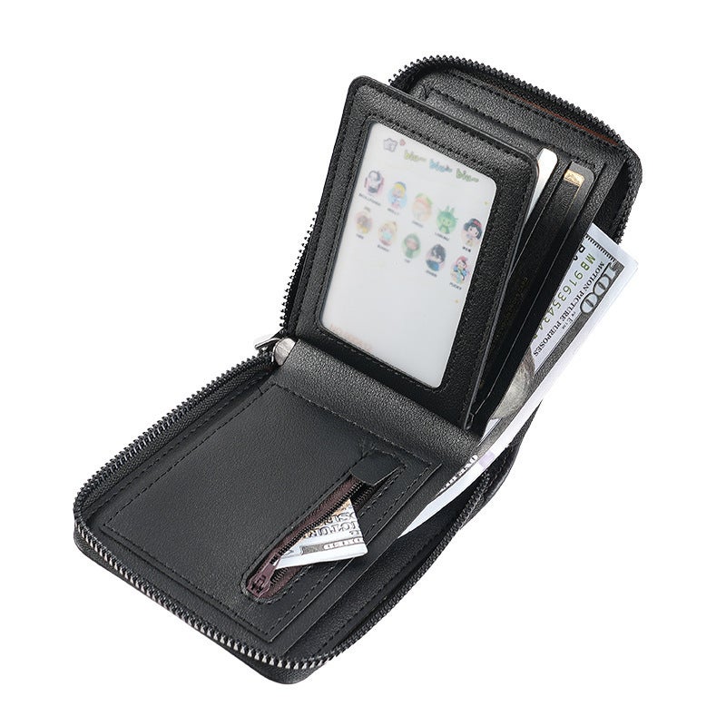 Multifunctional Solid Color PU Leather Wallet, RFID Blocking Design Portable Daily Storage Purse for Cards Cash Coin Business Use - Image 3