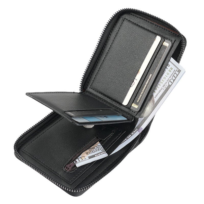 Multifunctional Solid Color PU Leather Wallet, RFID Blocking Design Portable Daily Storage Purse for Cards Cash Coin Business Use - Image 2