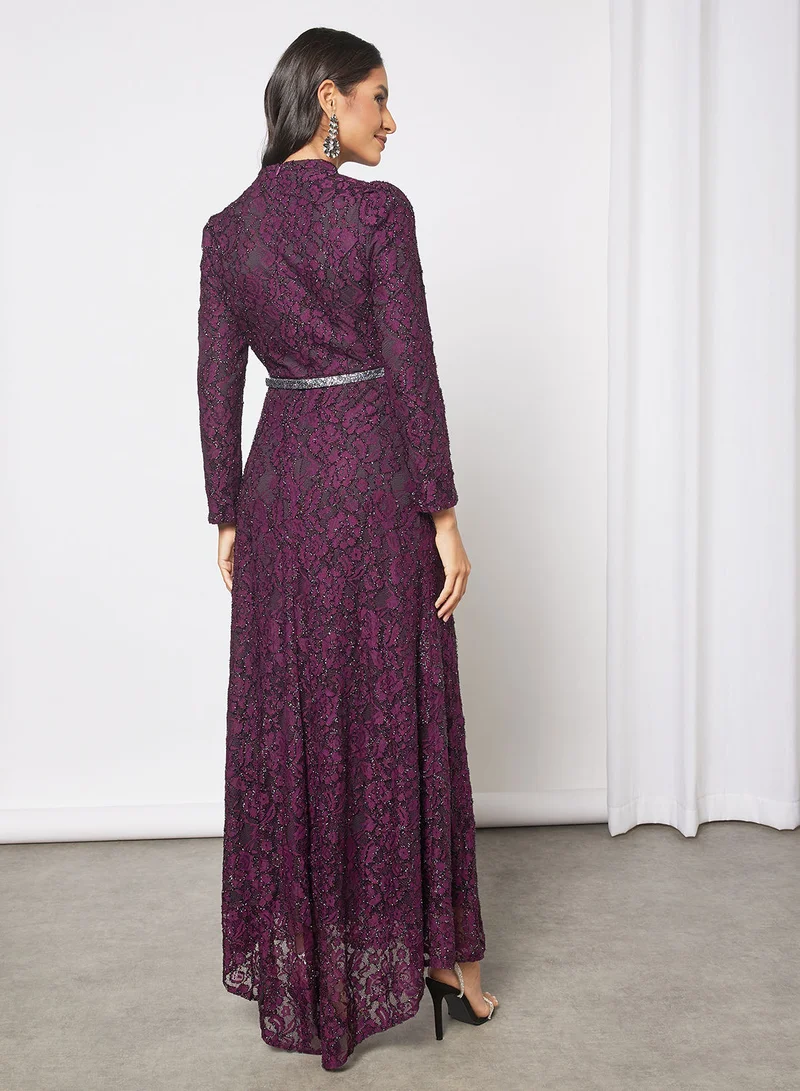 Modanisa Amine Floral Mesh Dress