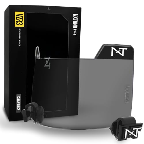 NXT NXTRND Nxtrnd VZR3 Football Visor, Curved Lens Technology, Fits Adult & Youth Football Helmets (Clear Black) - Image 1