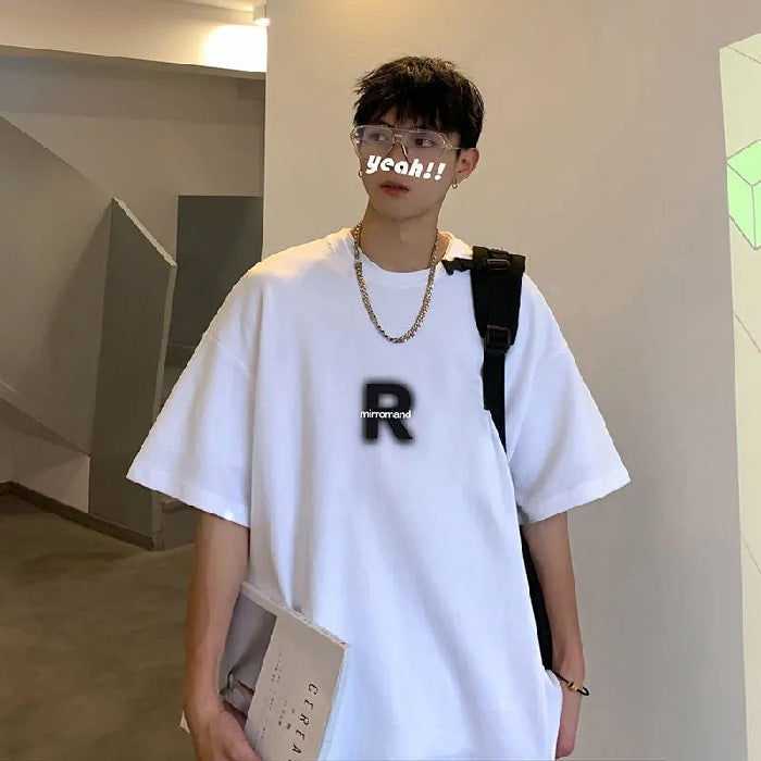 New Summer Men'S Short-Sleeved T-Shirt New American Retro Ins Fashionable Simple Letter Printing All-Match Half-Sleeved T-Shirt - Image 1