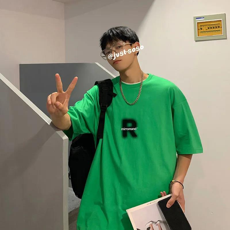 New Summer Men'S Short-Sleeved T-Shirt New American Retro Ins Fashionable Simple Letter Printing All-Match Half-Sleeved T-Shirt - Image 5