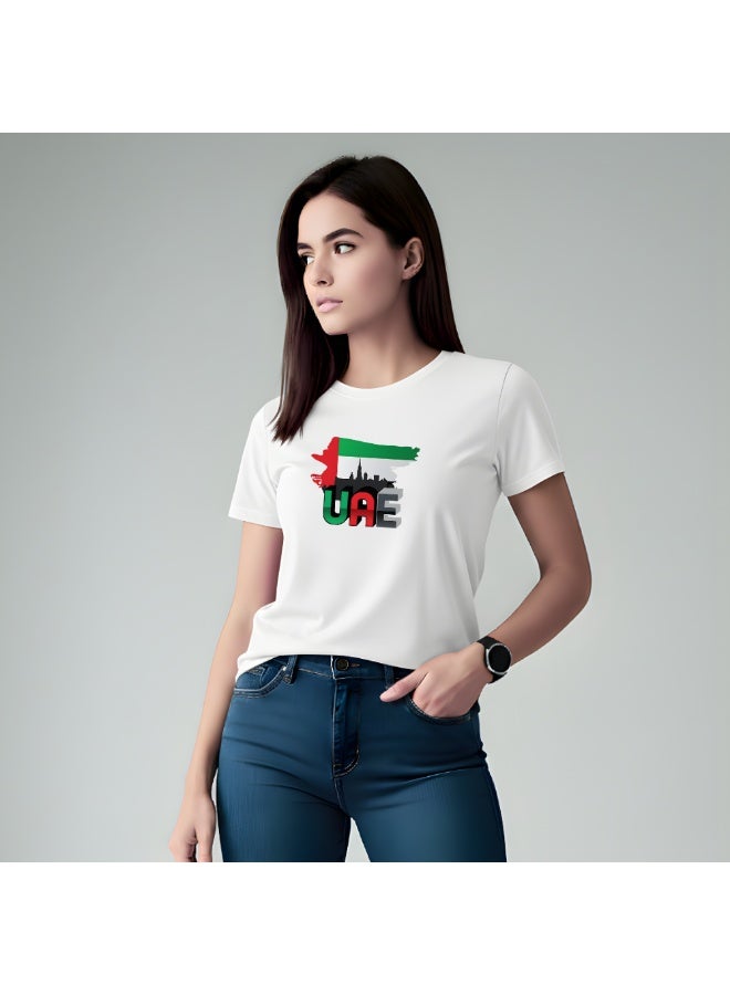UAE Celebration T-Shirt For Women-Printed Design Short Sleeve Top Tee For Celebrations Day,School Events,&Holidays-Comfortable And Stylish T-Shirt - Image 3