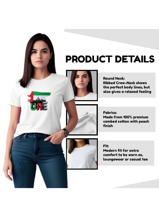 UAE Celebration T-Shirt For Women-Printed Design Short Sleeve Top Tee For Celebrations Day,School Events,&Holidays-Comfortable And Stylish T-Shirt - Image 4