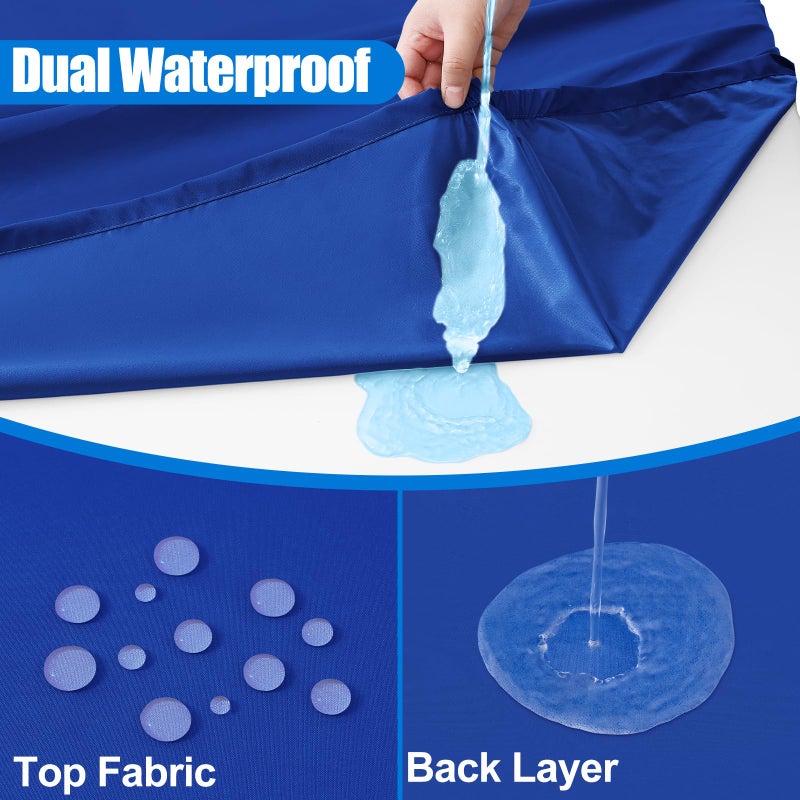 Spotjoy Rectangle Picnic Table Cloth  Waterproof Elastic Fitted Tablecloths  Washable Polyester Table Cover for Camping  Indoor and Outdoor (Blue  30""x48"") - Image 2