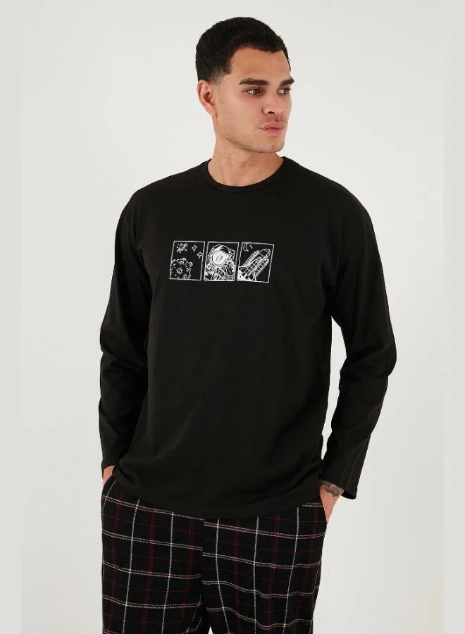 Buratti Buratti Plaid Cotton Regular Fit High Waist Crew Neck Pajama Set for Men PAJAMA SET 6574000