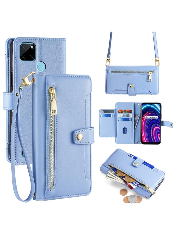 S-TOP Case For Realme C21Y Sheep Texture Cross-body Zipper Wallet Leather Phone Case - Image 1