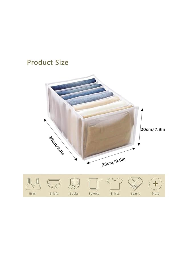 Green Tiger Clothes Drawer Organizers, 4 Pcs Foldable Washable Wardrobe Clothes Organizer, Portable 7 Grids Clothes Drawer Mesh Separation Box, Compartment Storage Box for Underwear and Jeans - Image 2