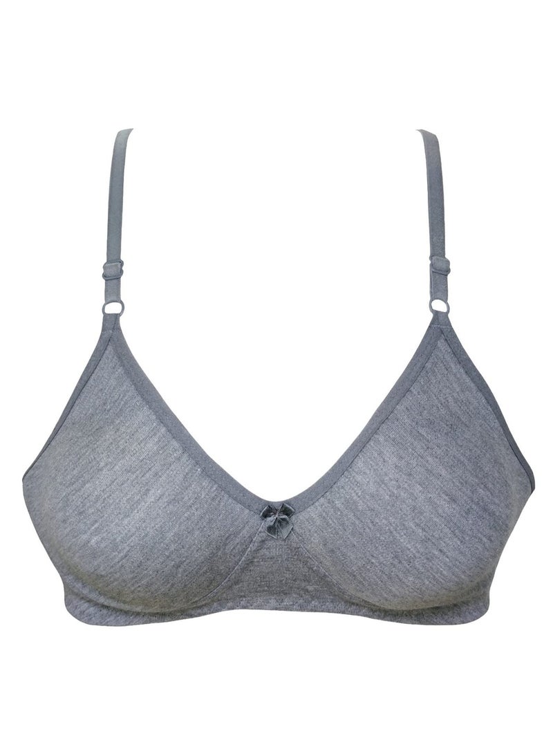 Love Bell Women's Everyday Bra - Non-Padded Soft Cup T-shirt Bra - Premium Cotton - Seamless, Moulded, 18 hour Tshirt Bra (B, Sporty Grey, 32) - Image 1