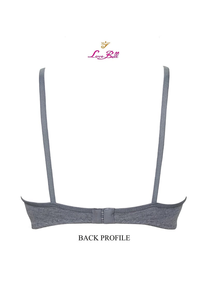 Love Bell Women's Everyday Bra - Non-Padded Soft Cup T-shirt Bra - Premium Cotton - Seamless, Moulded, 18 hour Tshirt Bra (B, Sporty Grey, 32) - Image 4