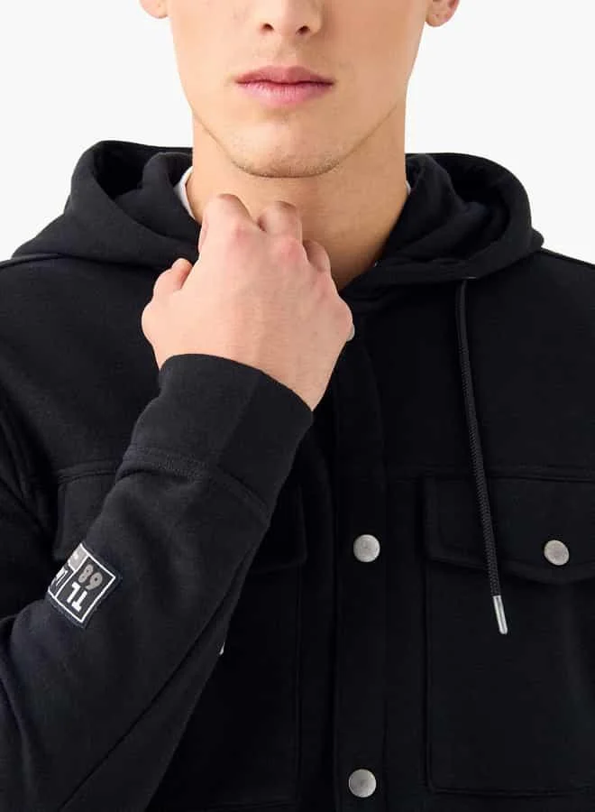 Splash FAV Textured Shirt with Hood and Chest Pockets