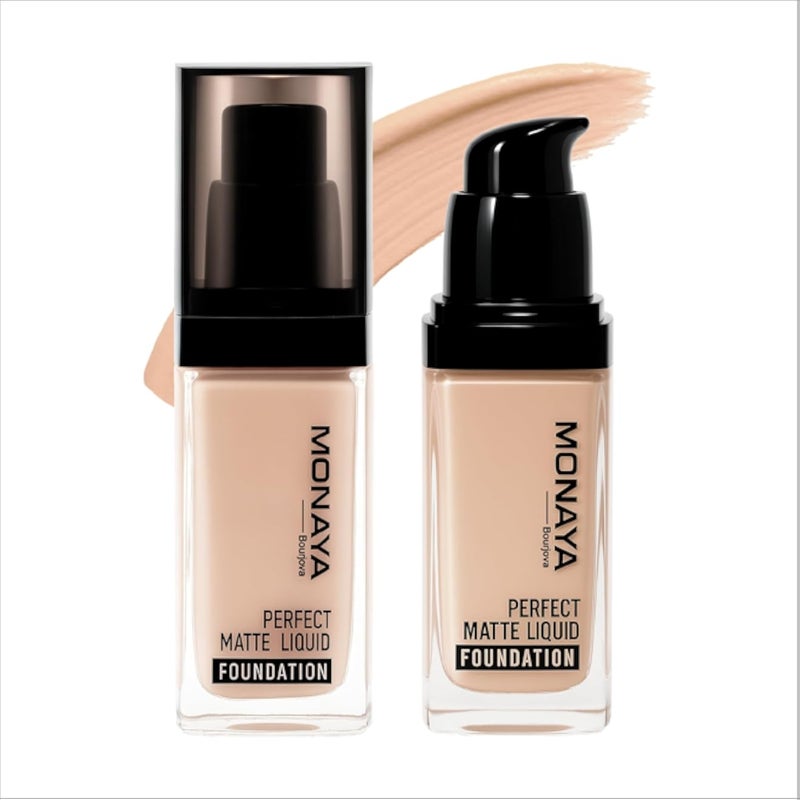 Monaya Bourjova Perfect Matte Liquid Foundation â€“ Full Coverage, Waterproof, Long-Lasting, Affordable Makeup, Oil-Free, Concealer Effect (F103#)